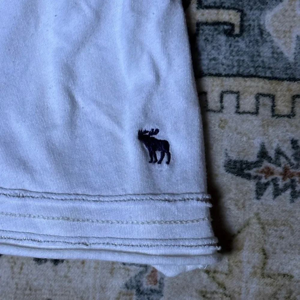 Vintage Abercrombie & Fitch White Empire Waist Babydoll Top Y2K Moose Logo Small - Picture 4 of 15